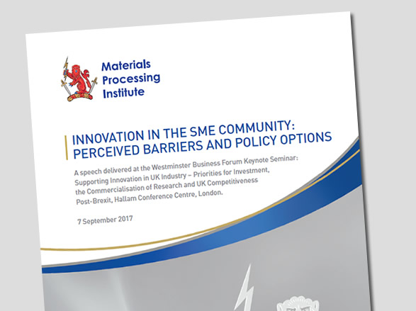 Innovation in the SME Community: Perceived Barriers and Policy Options - 7 September 2017