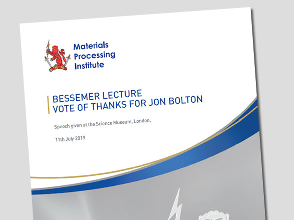 Bessemer Lecture Vote of Thanks Jon Bolton - 11 July 2019