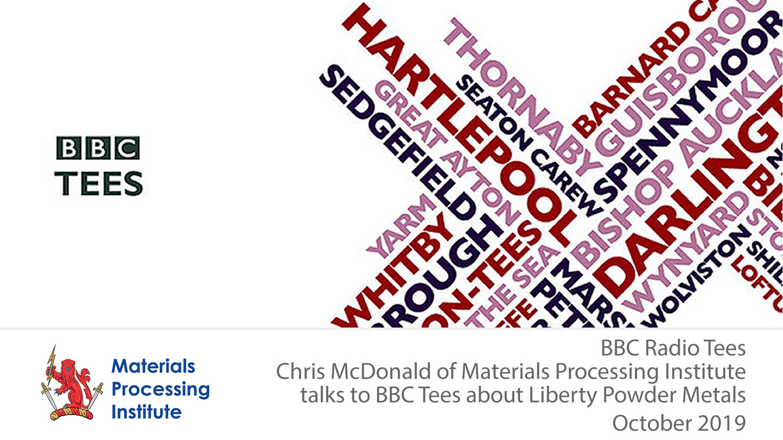 Chris McDonald of Materials Processing Institute talks to BBC Tees about Liberty Powder Metals - October 2019