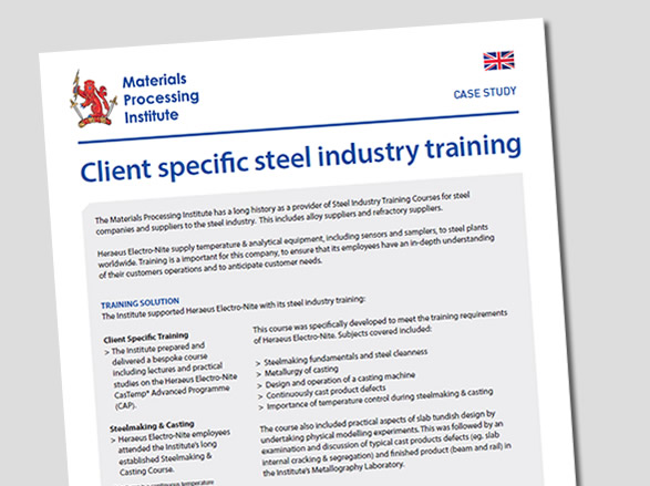 Client specific steel industry training