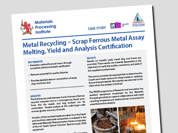 Metal Recycling - Scrap Ferrous Metal Assay Melting, Yield and Analysis Certification