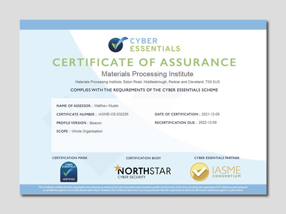 Cyber Essentials Certificate of Assurance