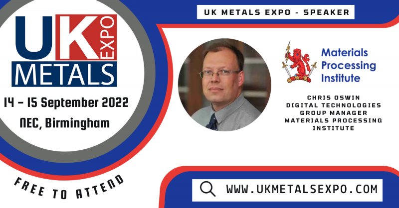 Chris Oswin to talk at the UK Metals Expo 2022 about digital technologies implementation to steel plants