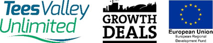 Tees Valley Unliminted, Growth Deals and European Regional Development Fund logos
