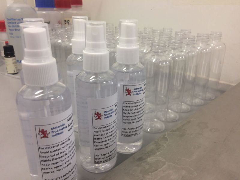 Materials Processing Institute creates hand sanitiser production line for Marie Curie nurses