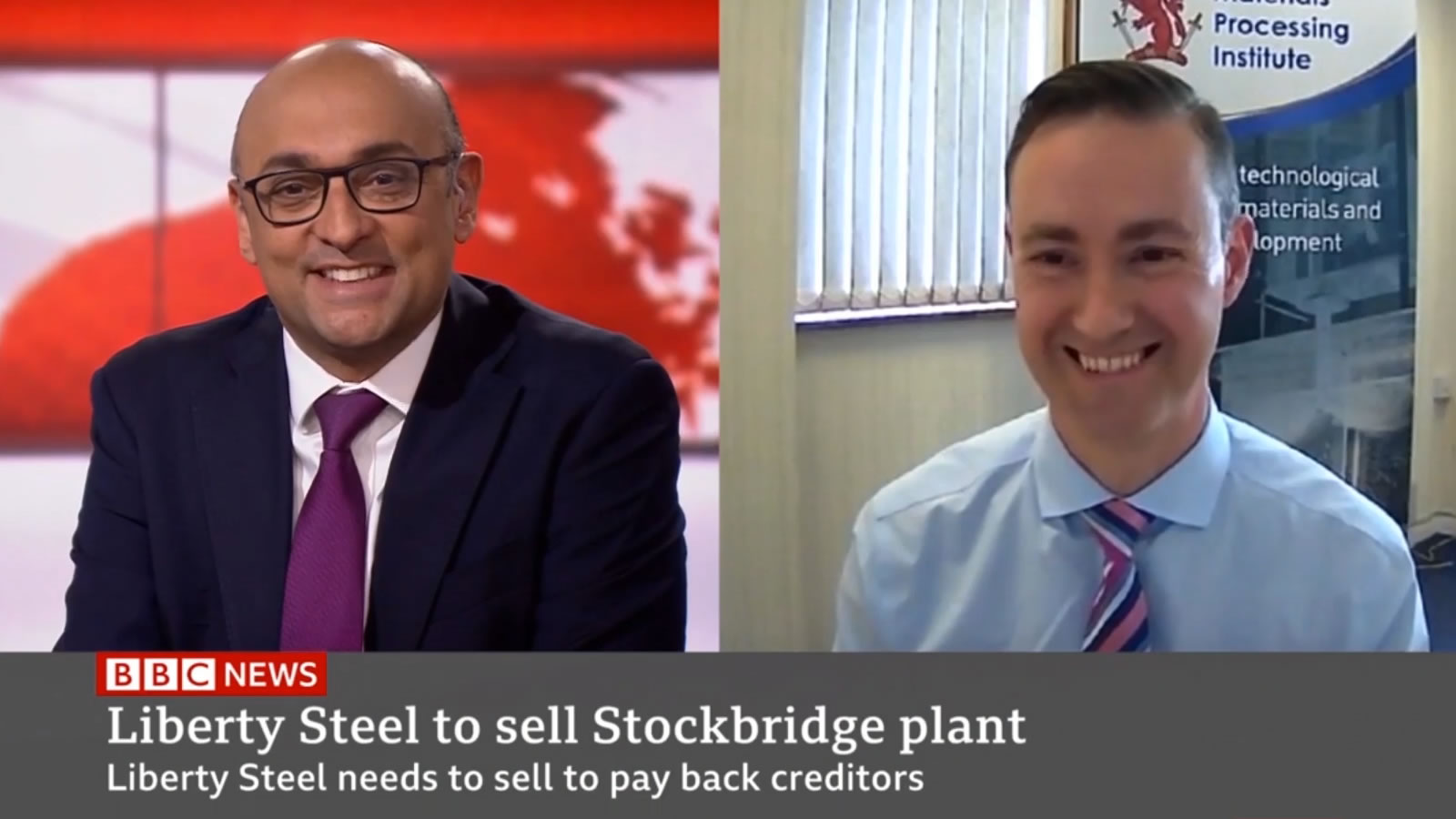 Chris McDonald comments on the selling of the Liberty Steel Steel Stockbridge plant on BBC News - May 2021